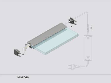 Profil krawędziowy na szybę 6mm LED Mikro10 anodowany 1 metr