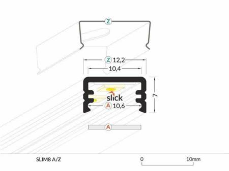 Profil nawierzchniowy do taśm LED Slim8 A/Z anodowany 1 metr