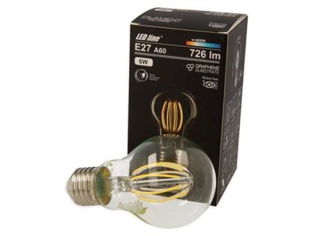 Żarówka LED line® FILAMENT E27 A60 180-265V 6W 726lm 4000K biała dzienna